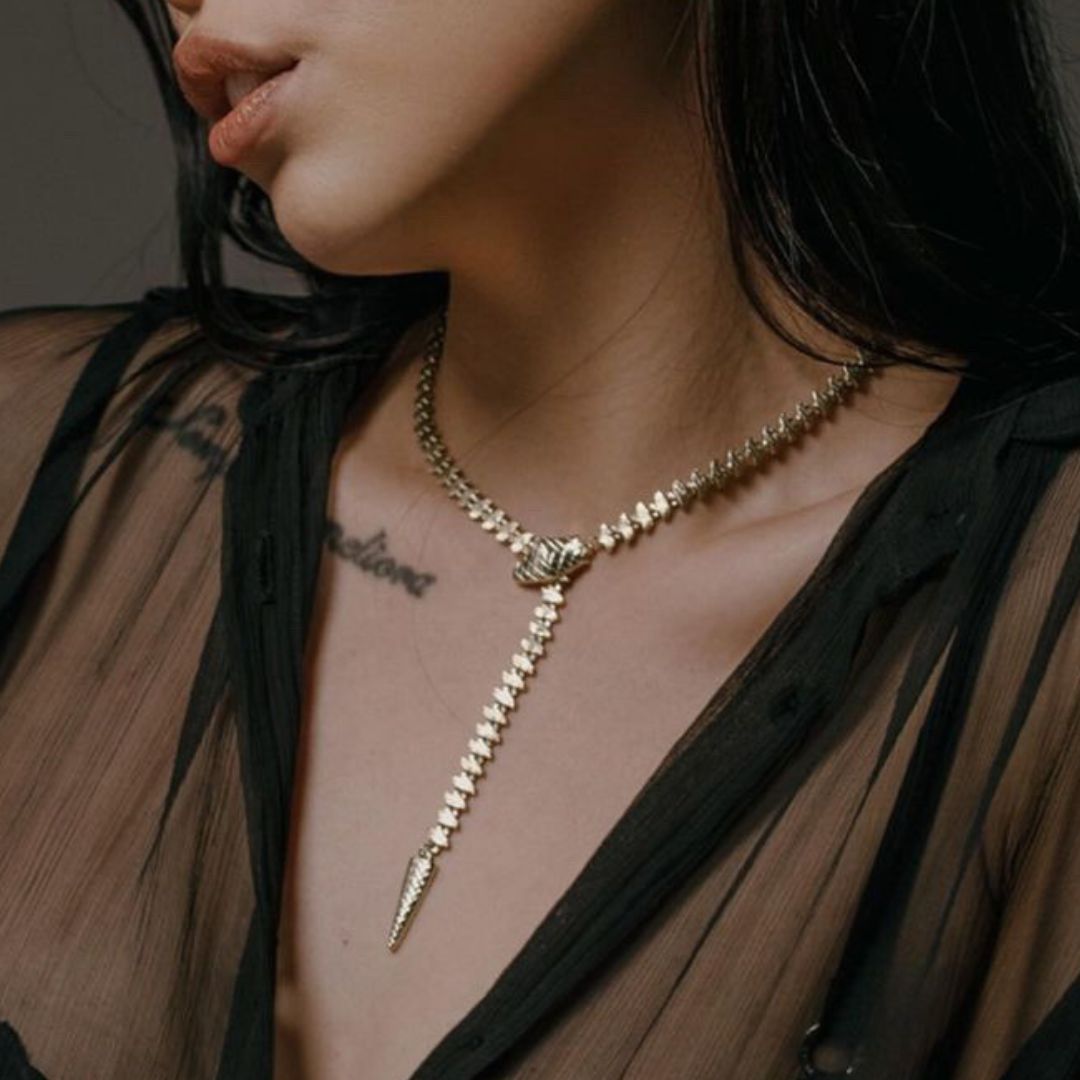 Medusa Long Line Necklace - Gold