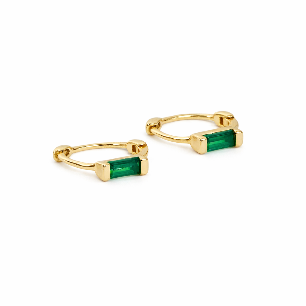 emerald mini hoops gold small hoop earrings Me The Label