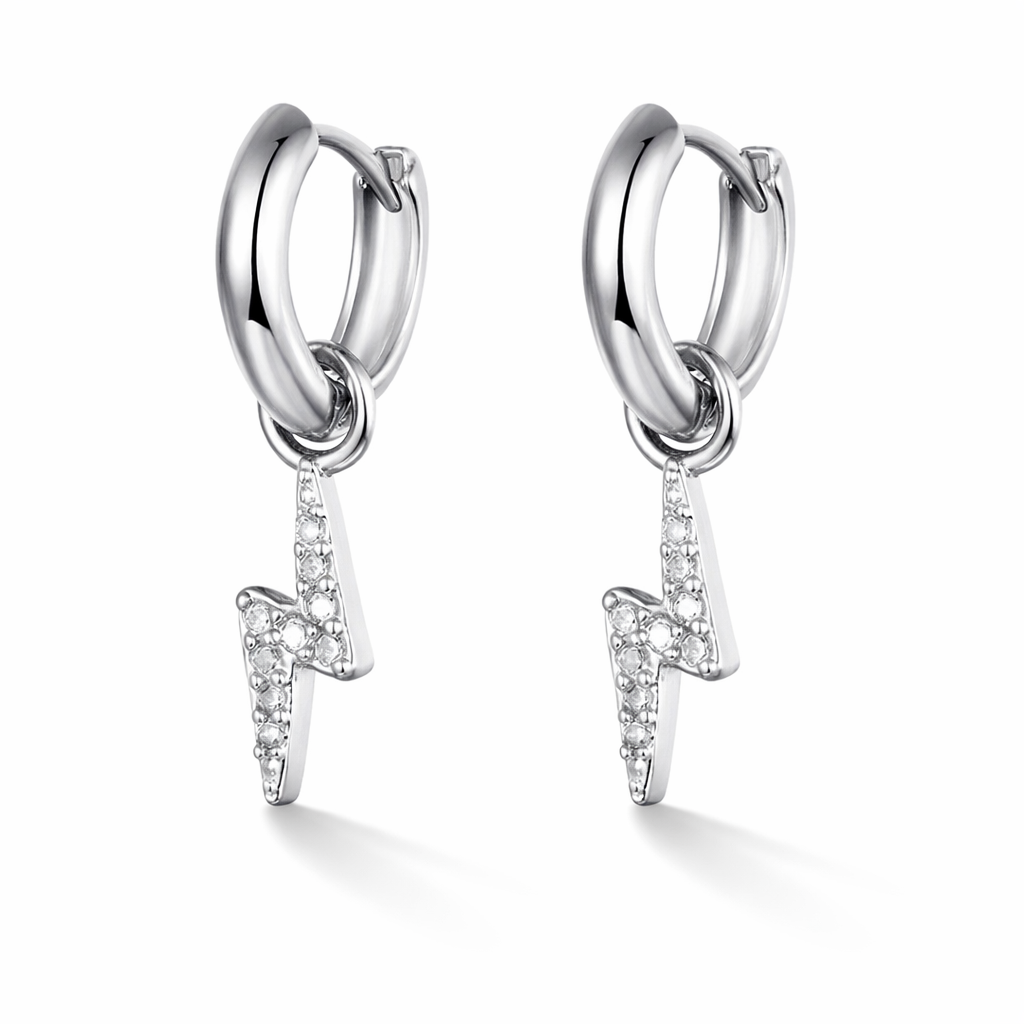 zap hoops silver lightning hoop earrings Me The Label