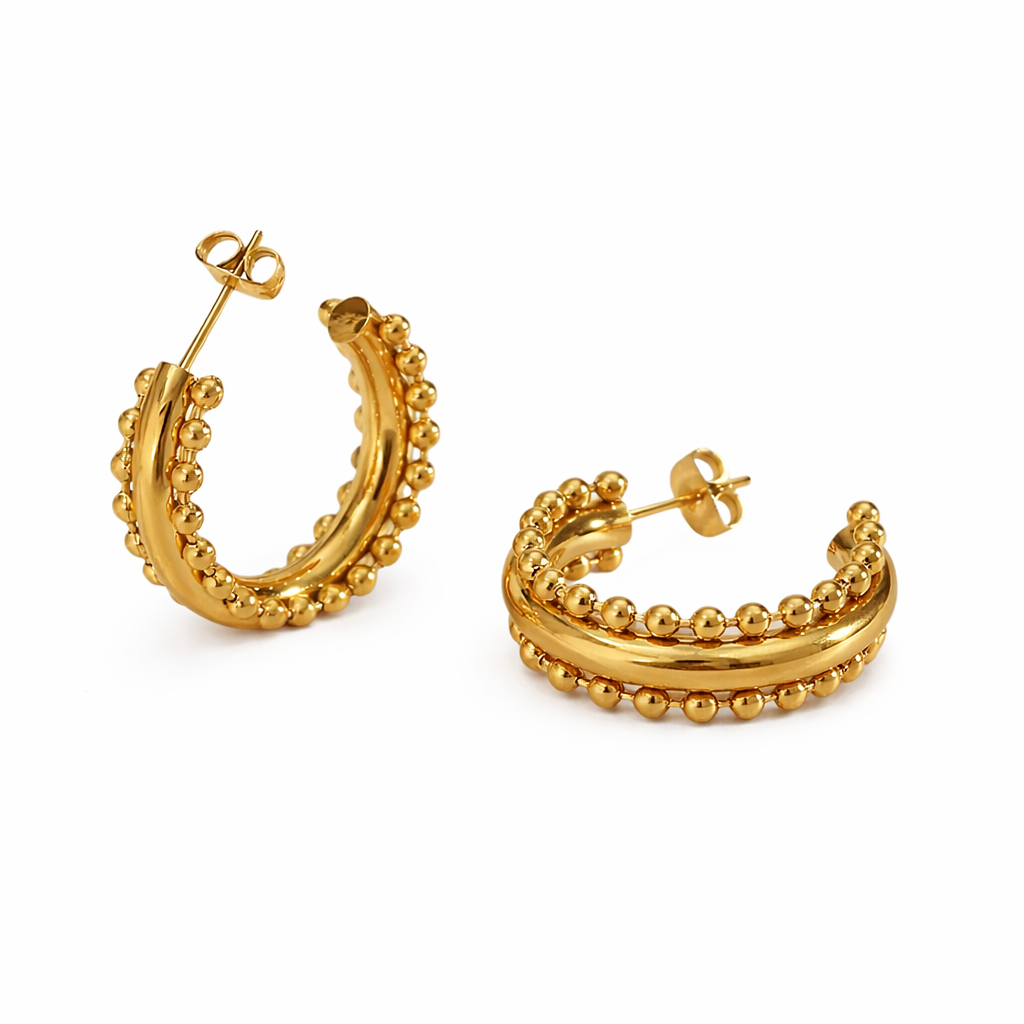 Beaded detail gold hoops Me The Label