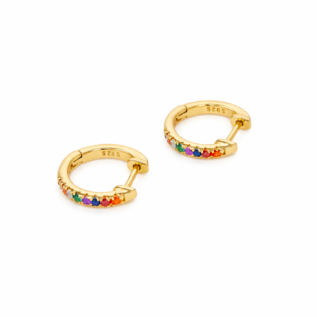 colour pop huggies gold small colourful hoop earrings Me The Label
