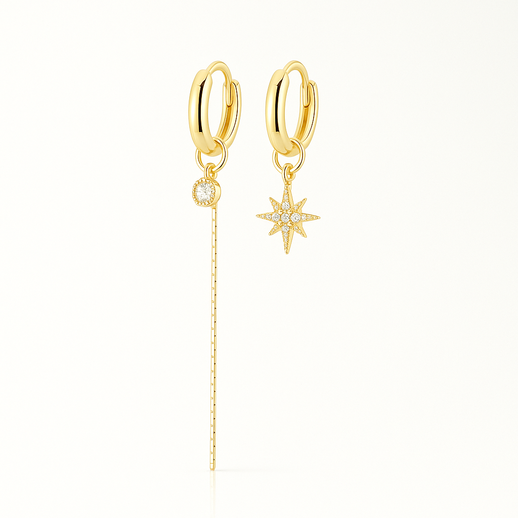 Star Droplet Mini Hoops - Gold
