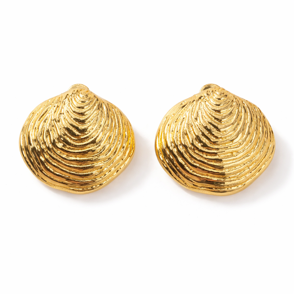 Shell Clip-On Earrings Gold