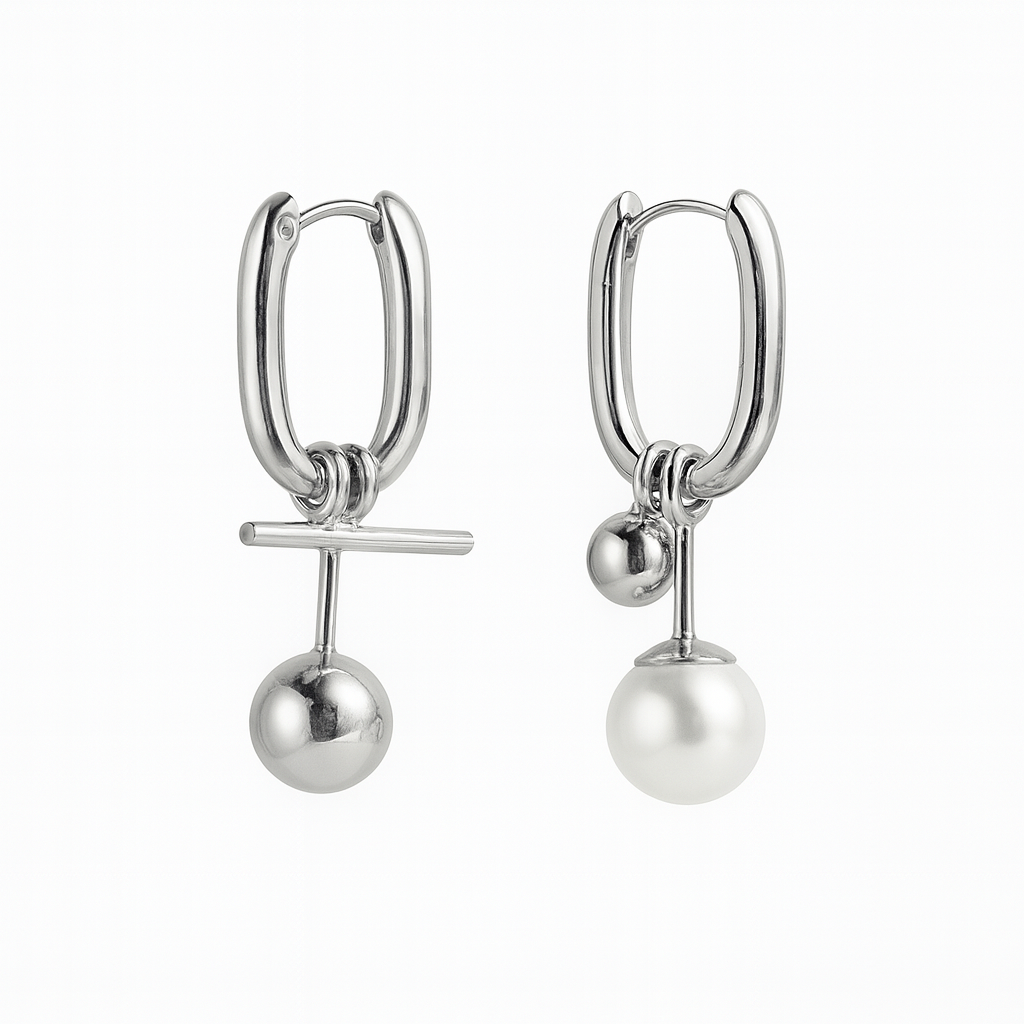 irregular charm hoops silver organic shape earrings Me The Label
