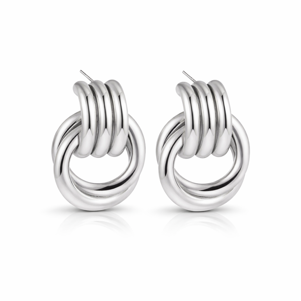Loop drop knot earrings silver Me The Label
