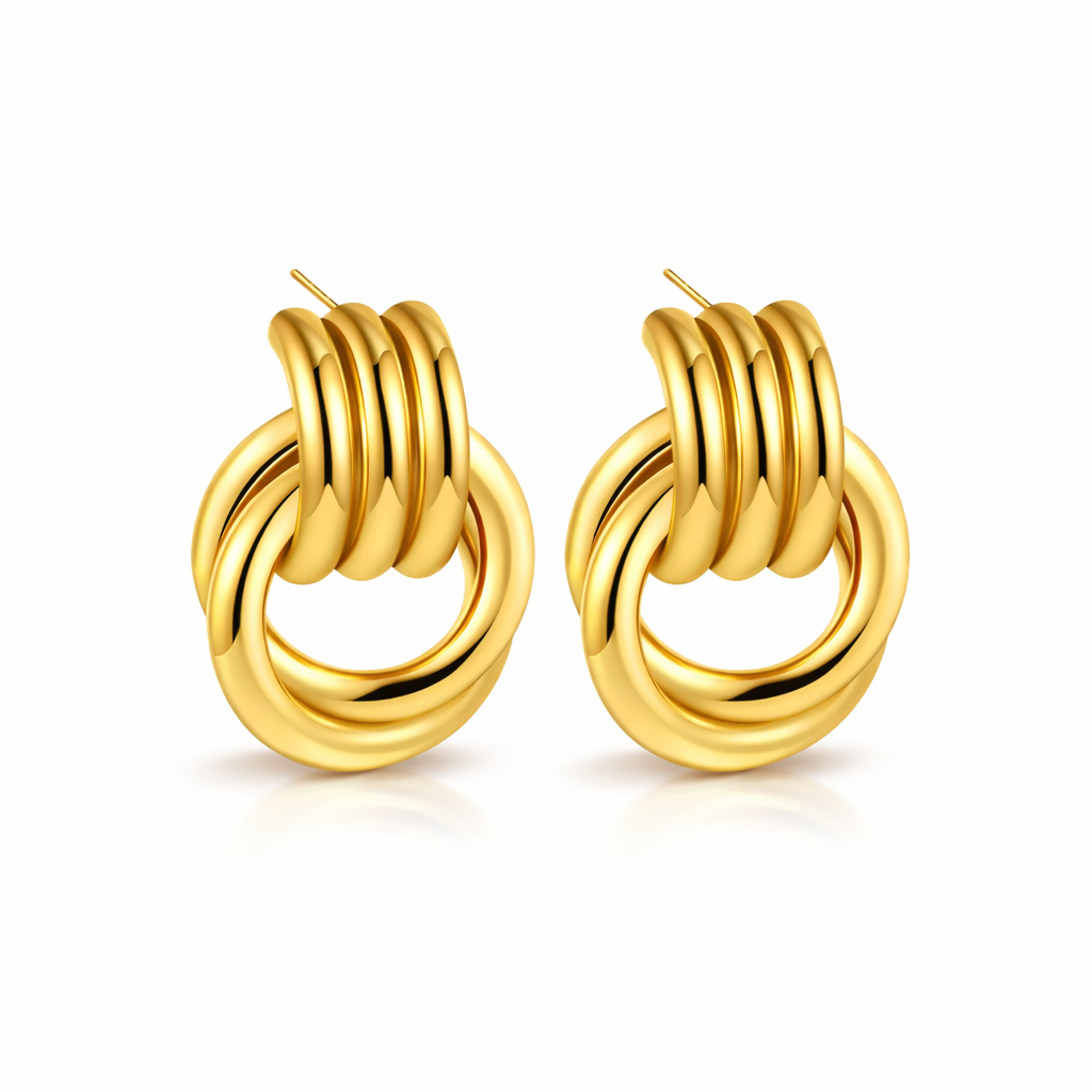 gold loop drop earrings modern minimal jewellery Me The Label