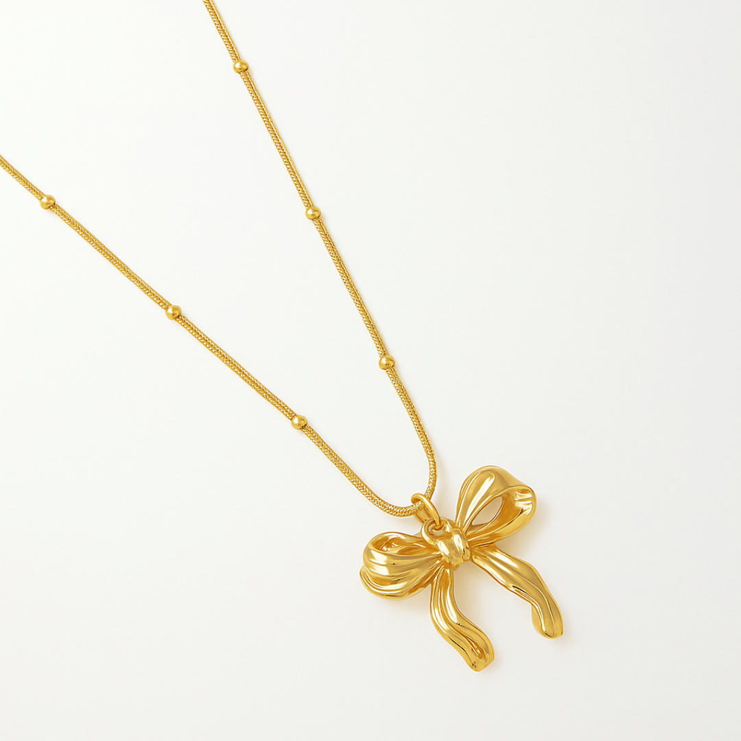 Bow Pendant Necklace - Gold