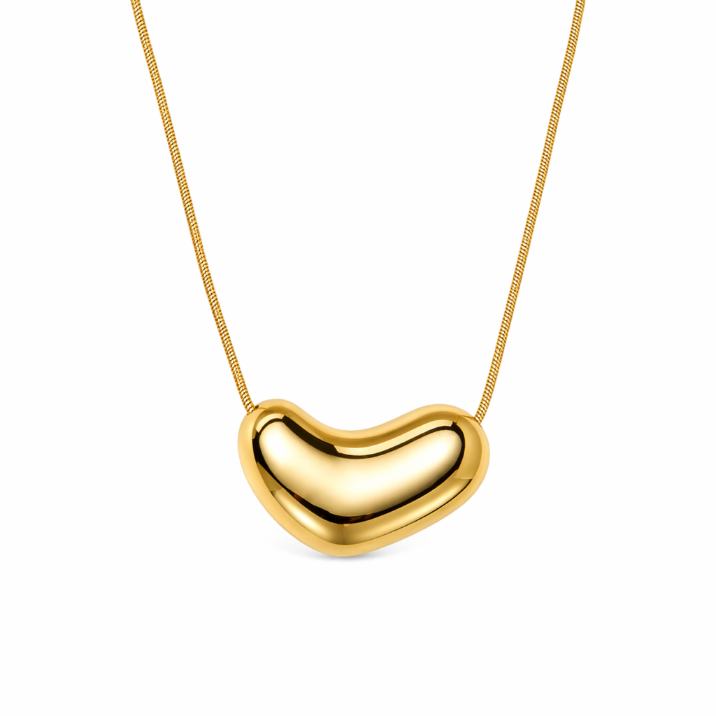 gold heart pendant necklace bubble design minimal jewellery Me The Label