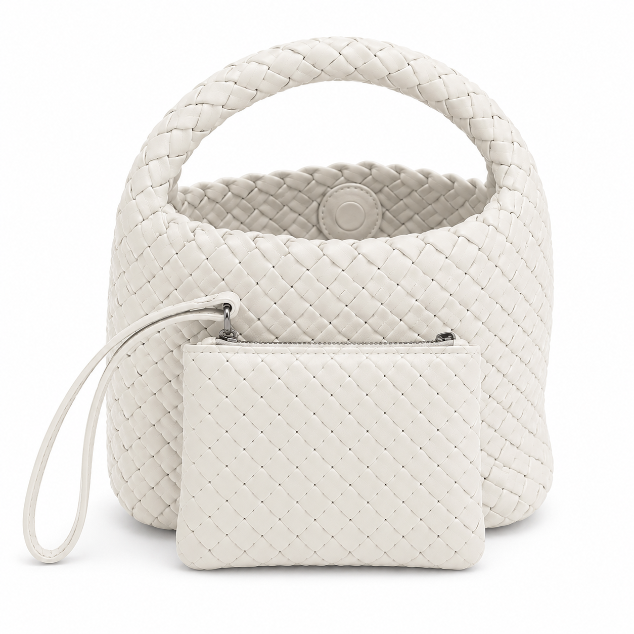 Woven mini small bag vegan leather tote