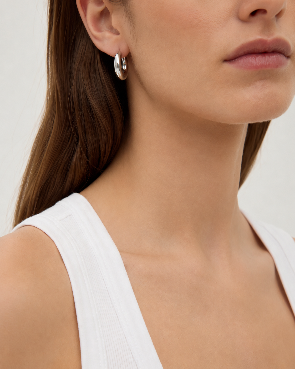 Chunky silver hoop earrings