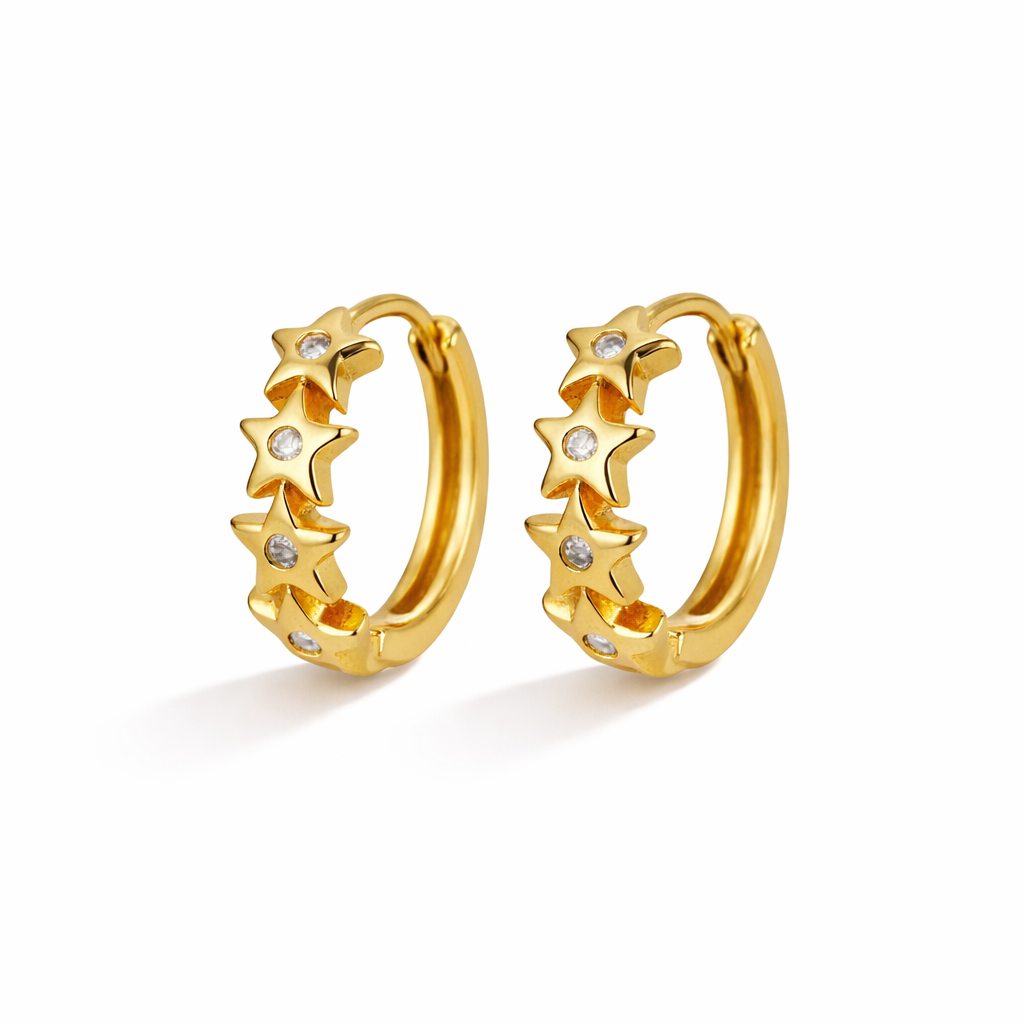 Star Curved Hoops - Gold