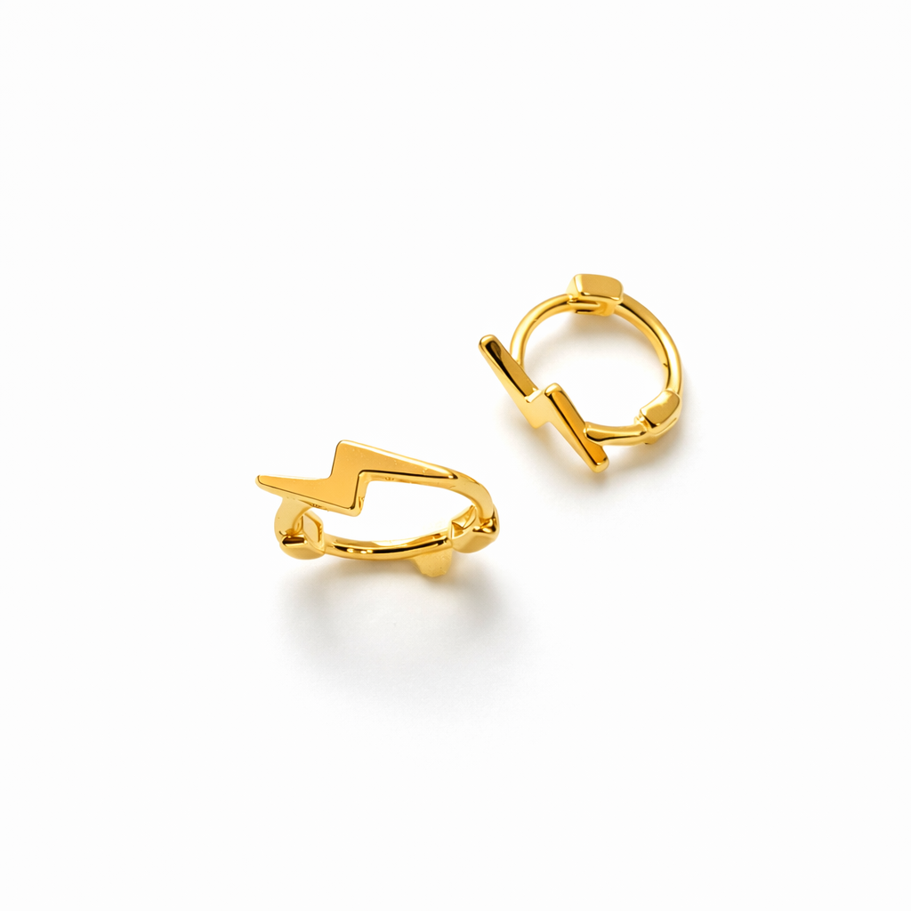 thunderbolt mini hoops gold lightning earrings Me The Label