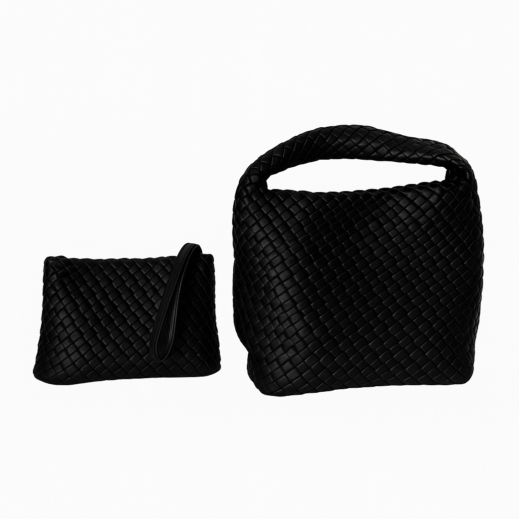 Medium Woven Tote - Black