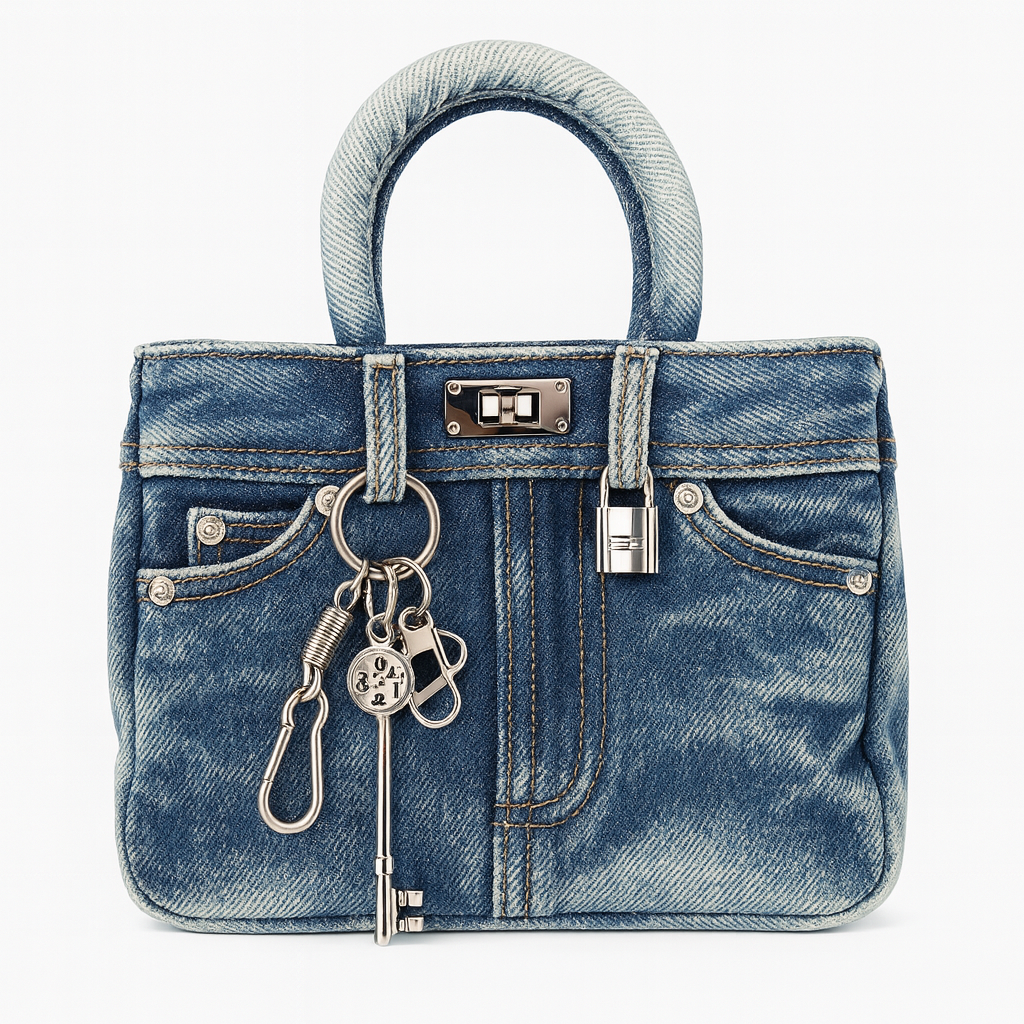 Keyed Up Mini Denim Bag – Dark Blue