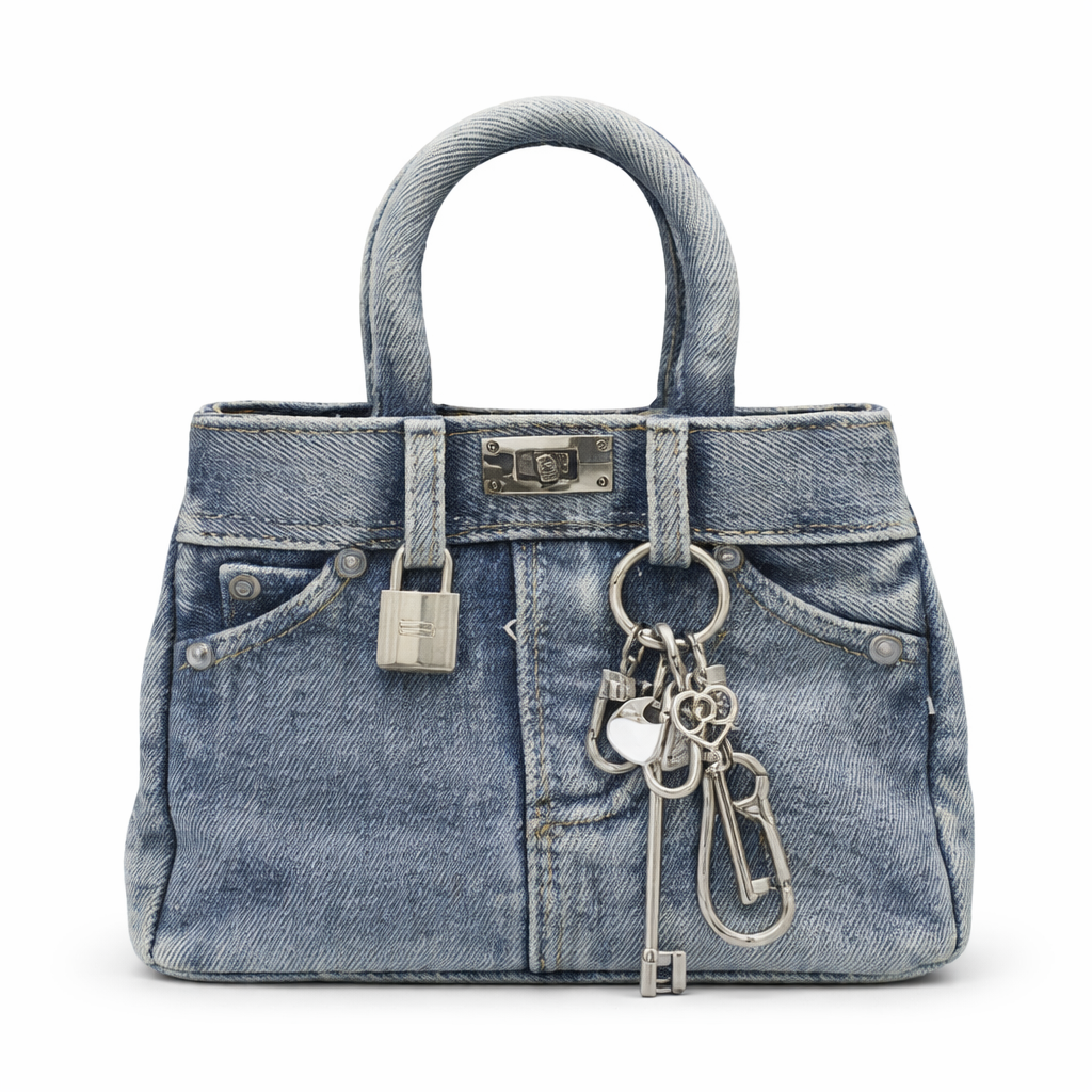 Keyed Up Mini Denim Bag – Blue