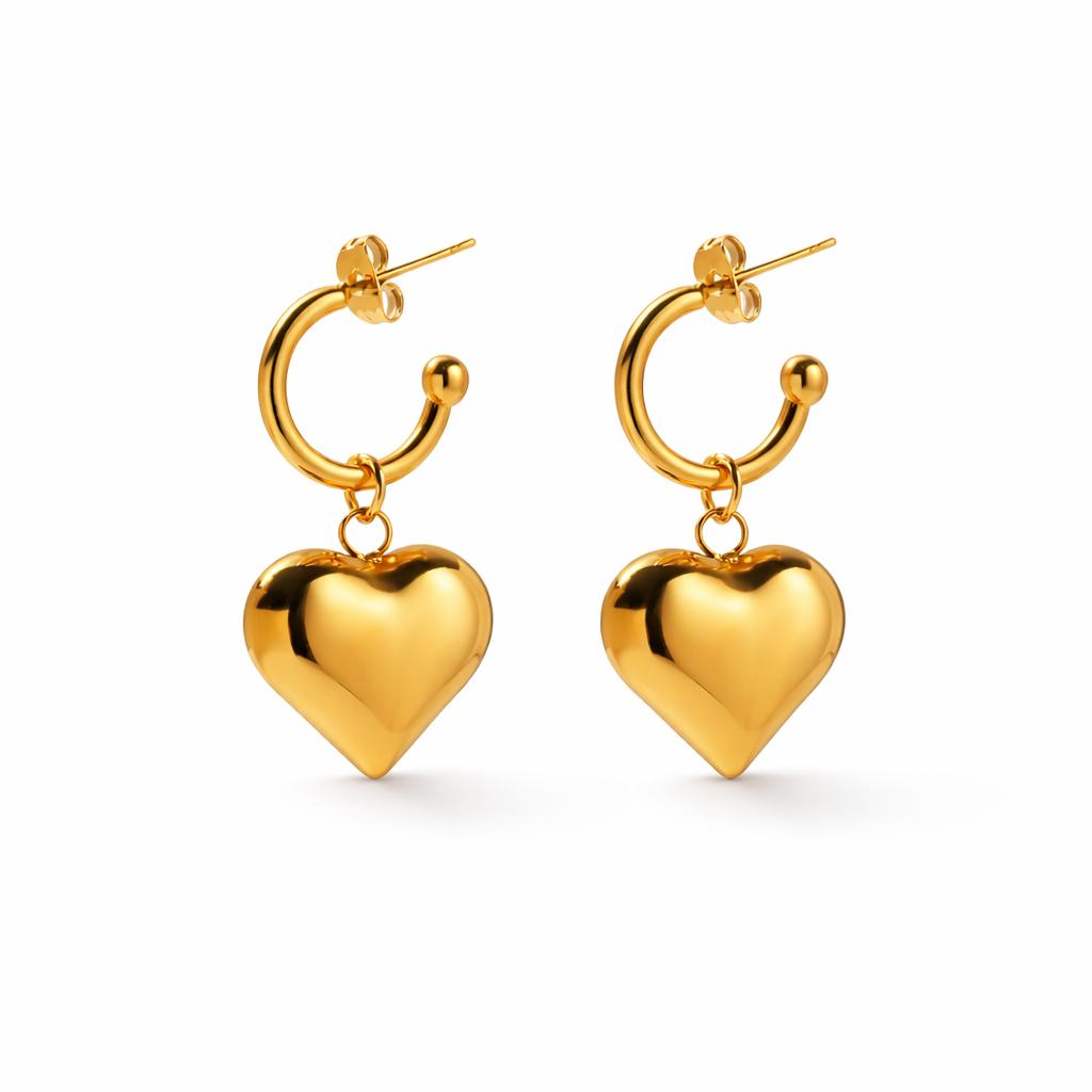 Heart shaped gold hoop earrings modern statement style