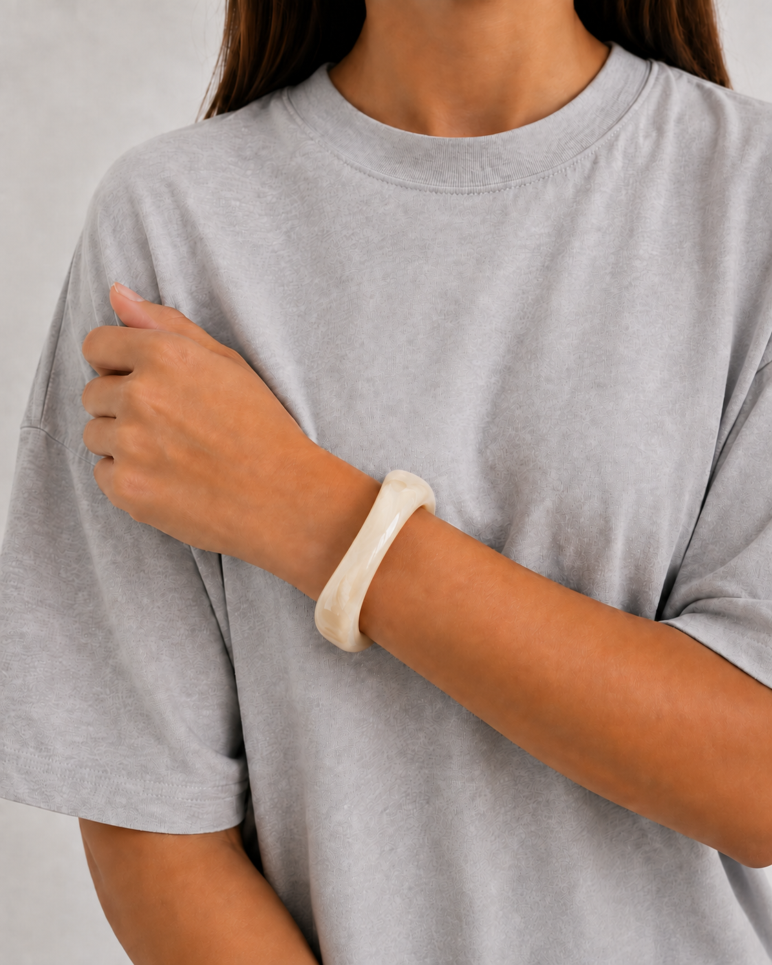 Ivory Swirl Resin Bangle