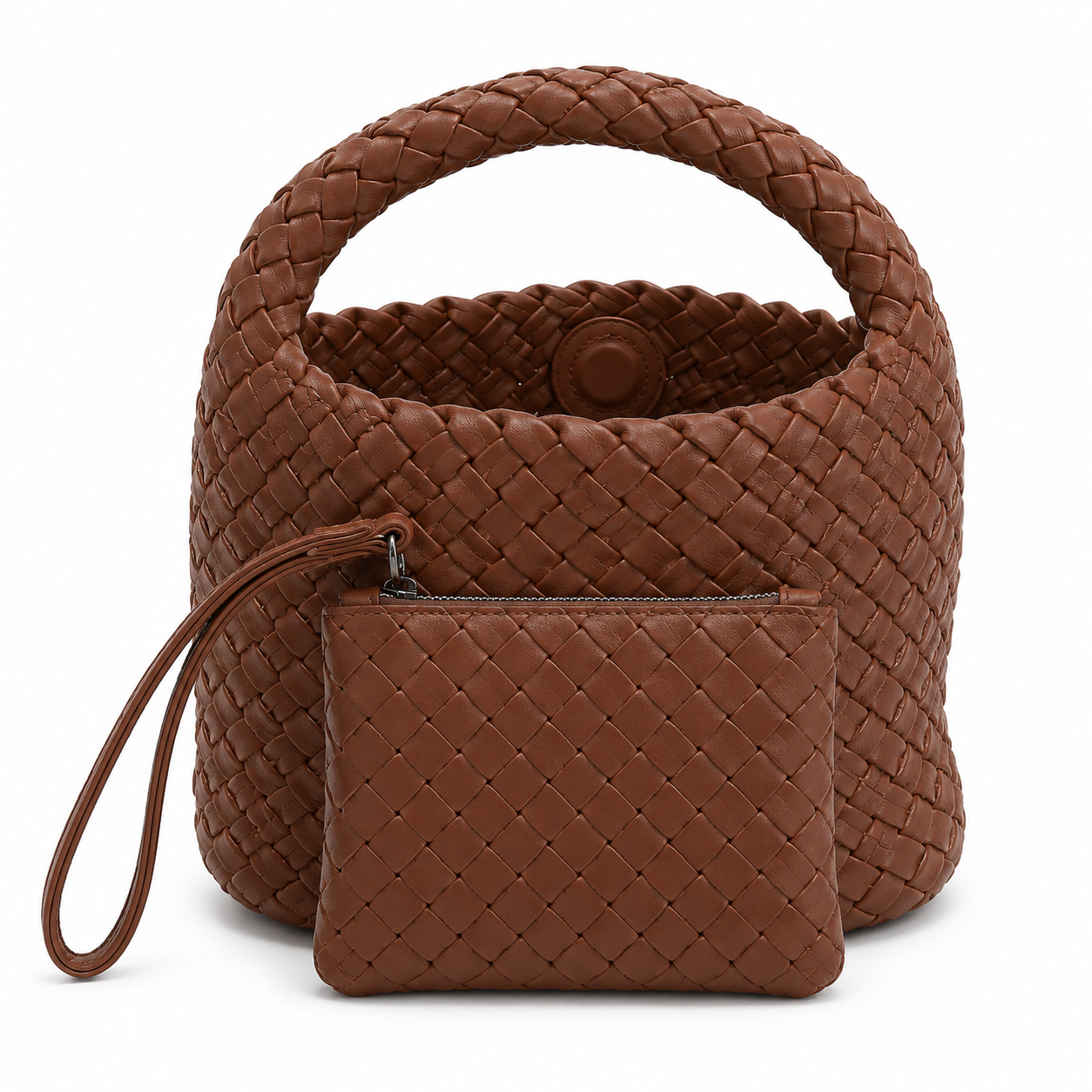 Mini woven tote vegan leather small me the label