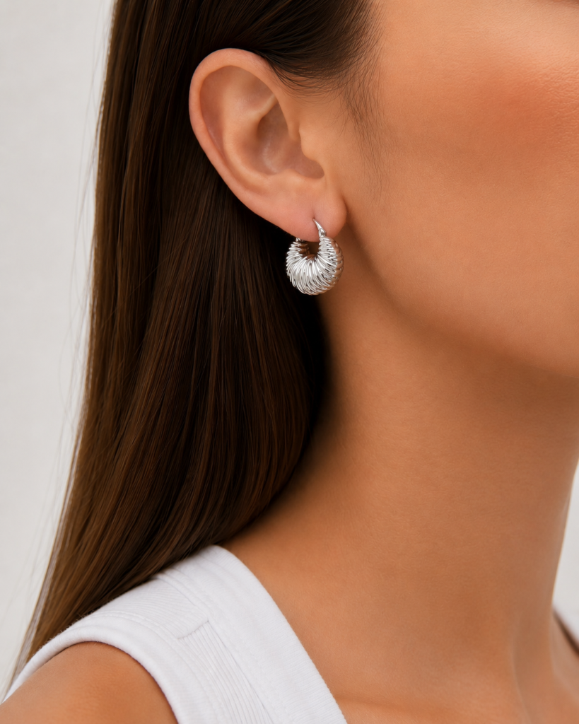 Croissant Hoop Earrings – Silver