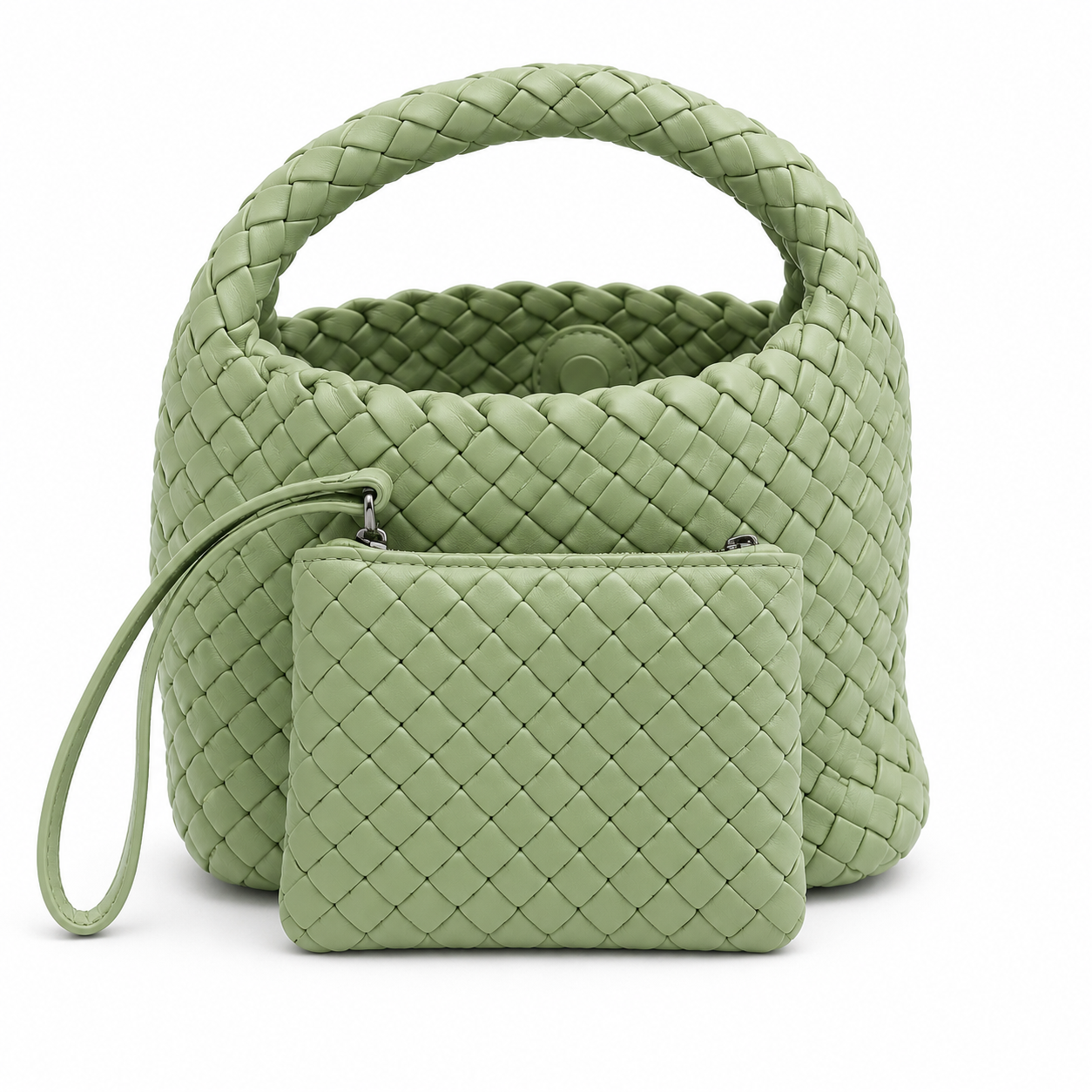 Woven mini small bag vegan leather tote