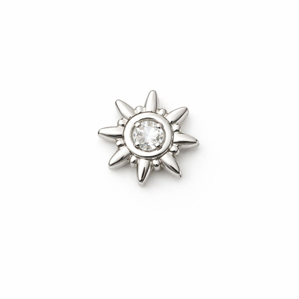 Sun Single Stud - Silver