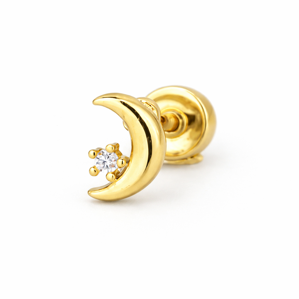 Moon Single Stud - Gold