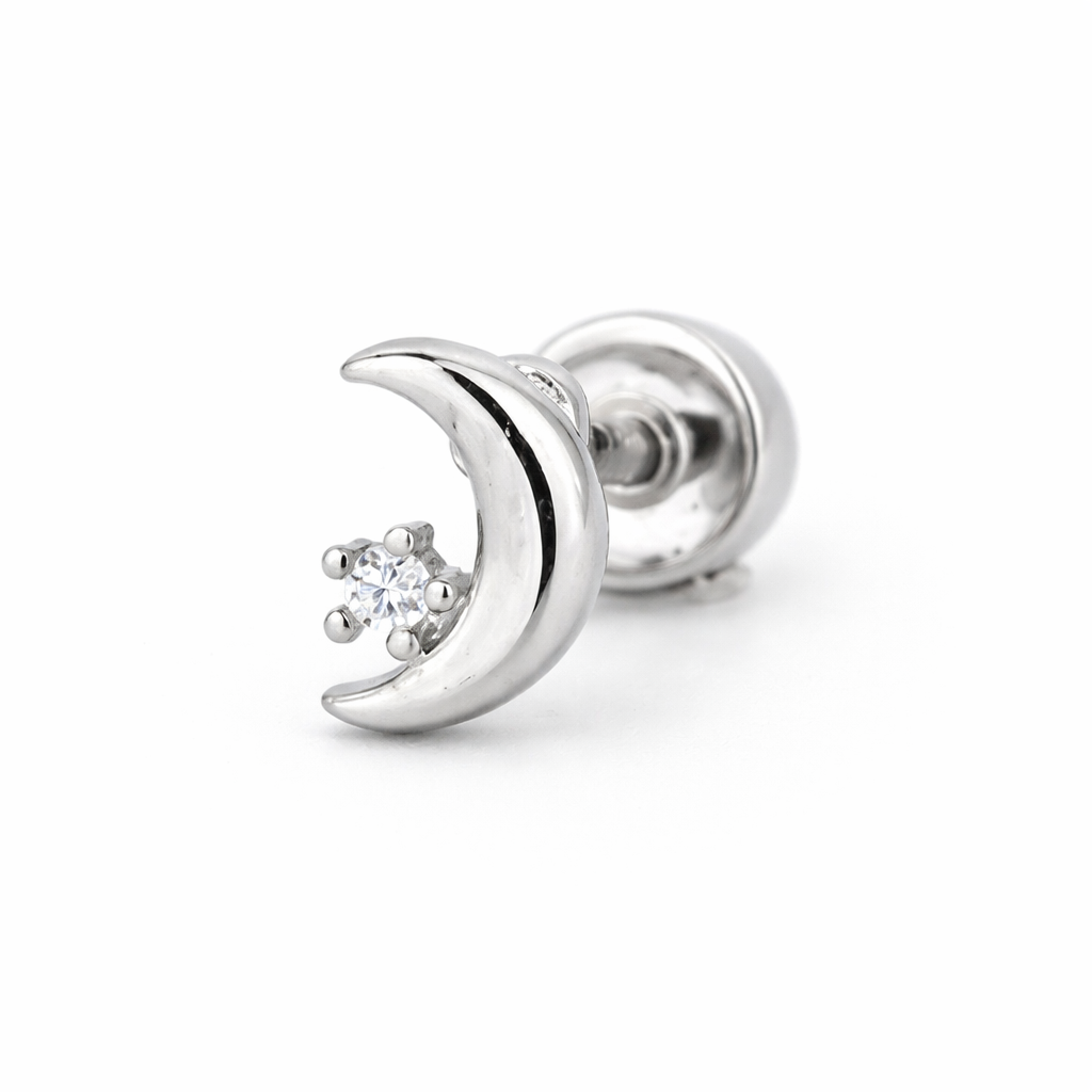 Moon Single Stud - Silver