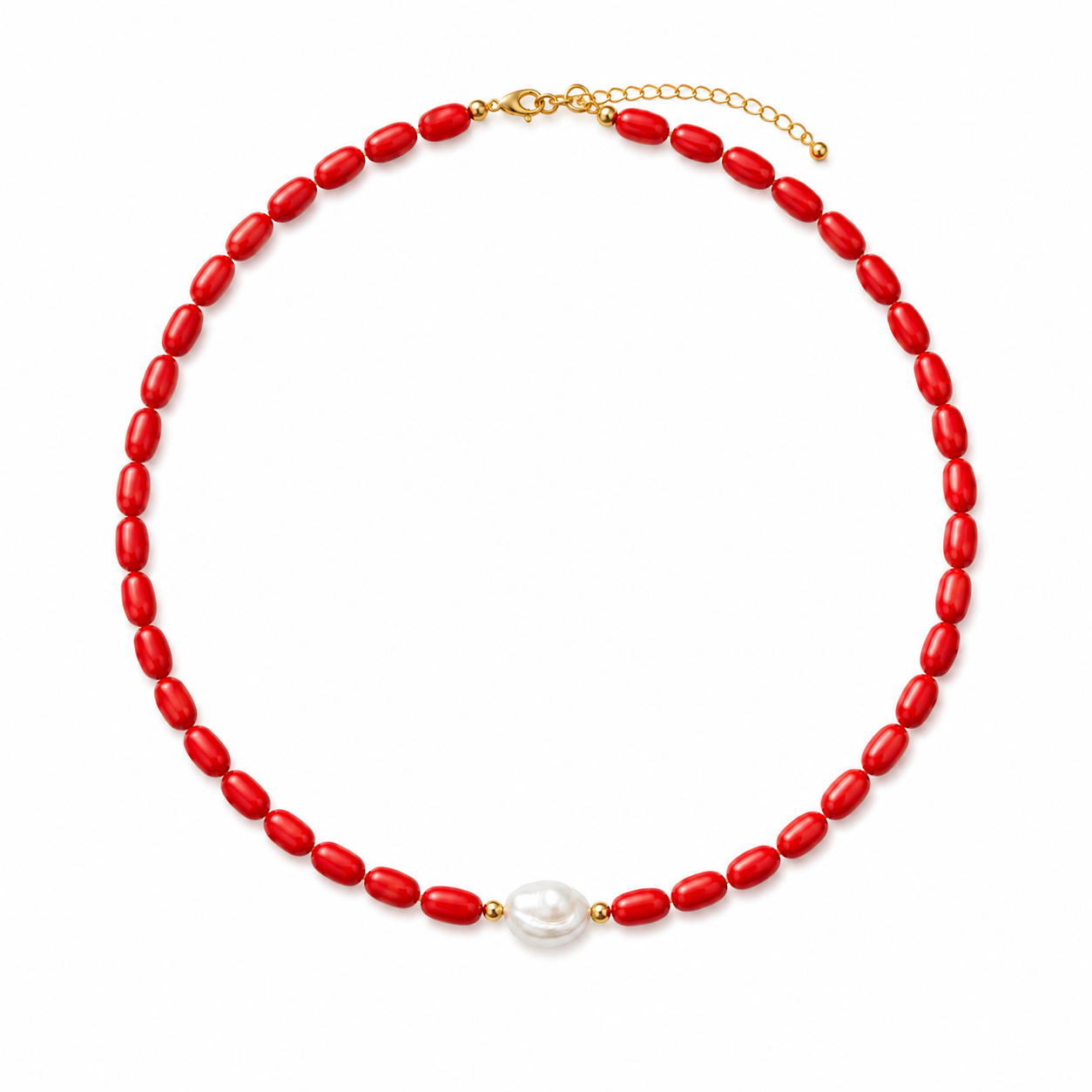 Coral Bead & Pearl Necklace