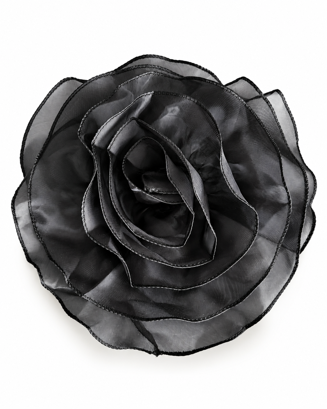 Oversized Organza Flower Brooch – Black