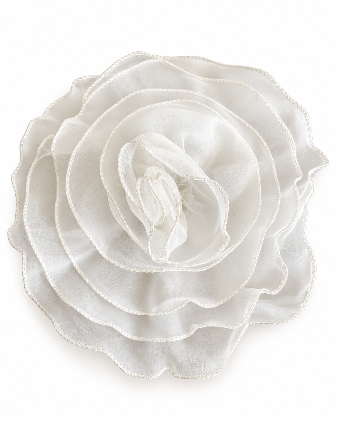 Oversized Organza Flower Brooch – White