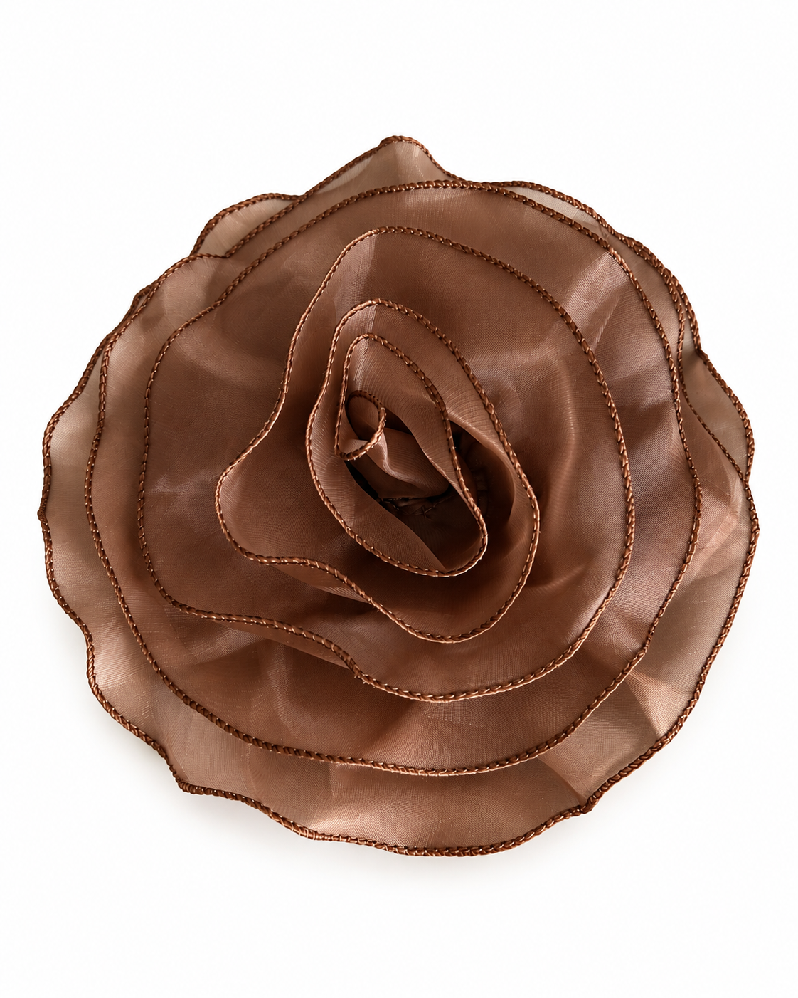 Oversized Organza Flower Brooch – Coffee