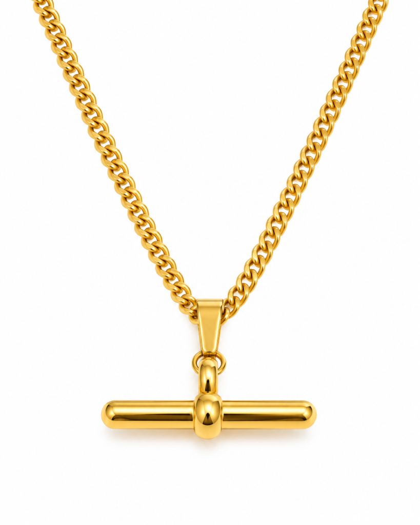 Classic T-Bar Necklace – Gold