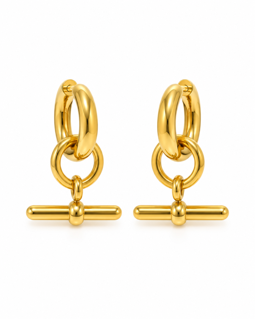 Classic T-Bar Earrings – Gold