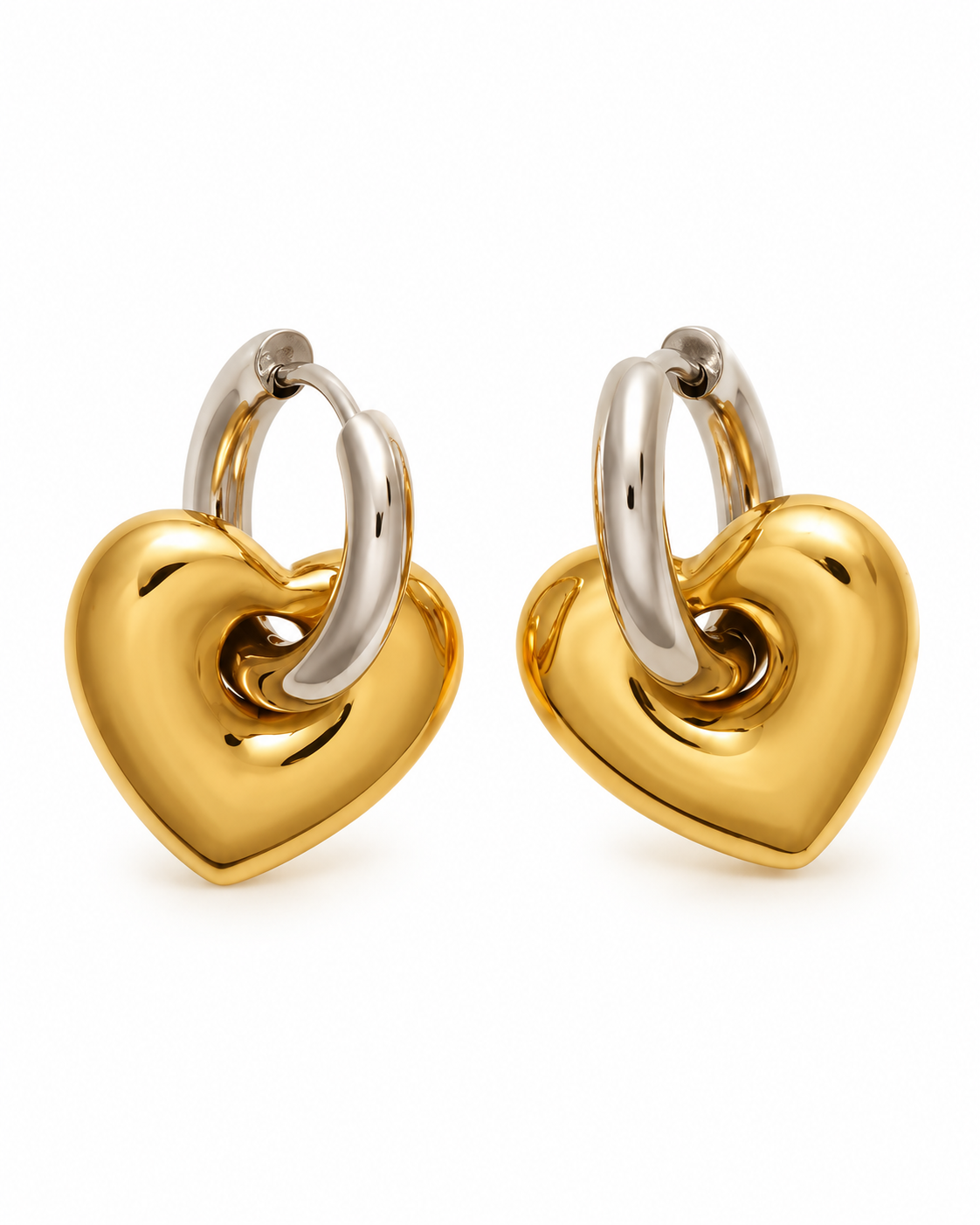 two tone heart earrings